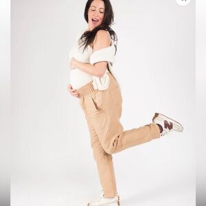 Transitional Maternity Smocked Linen Pant